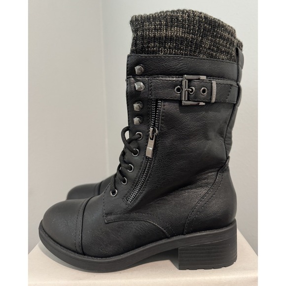 Dream Pairs Shoes - Dream Pairs Winter Lace Up Mid Calf Combat Riding Military Boots Womens 6.5